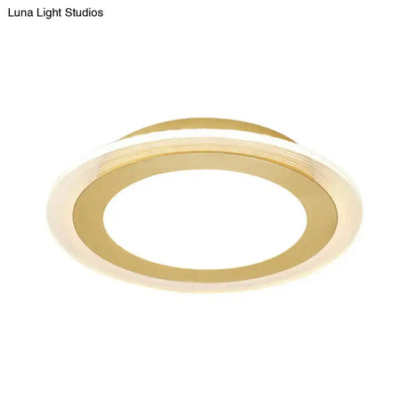 Gold Disk Led Flush Mount Lamp: Simplicity Acrylic Ceiling Light With Warm/White/3 Color For
