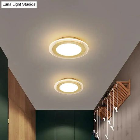 Gold Disk Led Flush Mount Lamp: Simplicity Acrylic Ceiling Light With Warm/White/3 Color For