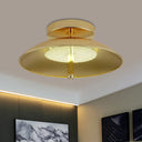 Gold Finish Bowl Flushmount Led Ceiling Light Fixture - Stylish Postmodern Iron Lamp