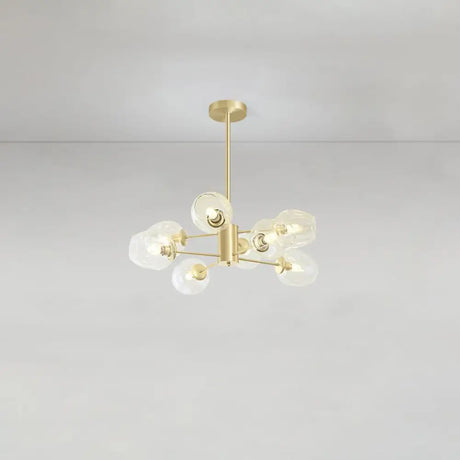 Gold Finish Dimpled Glass Cup Chandelier - Postmodern Hanging Lamp For Living Room 8 /