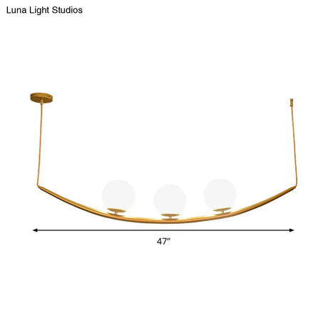 Gold Finish Dining Room Chandelier With Modernist Design And Milk Glass Shade