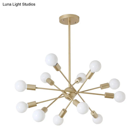 Gold Finish Sputnik Chandelier - Industrial Style 6/8 Light Suspension For Dining Room
