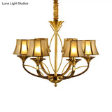 Gold Flared Chandelier With Frosted White Glass Shades - 5/6/8 Heads Pendant Light For Living Room