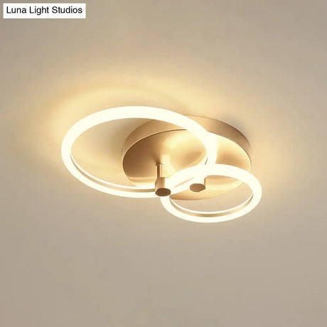 Gold Flush Ceiling Lamp With Led Lights - Simple Semi Mount Design For Bedrooms (16’/19’ Available)