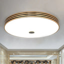 Gold Flush Traditional Led Bedroom Lamp - Cream Glass Drum Ceiling / 11’