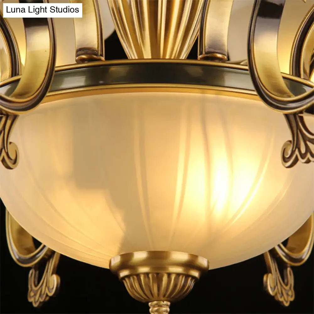 Gold Frosted Glass Bell Chandelier - 6/8 Heads Ceiling Pendant Light For Living Room