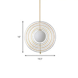 Modern Gold Frosted Glass Orbit Pendant Light With Concentric Rings - Dining Room Hanging