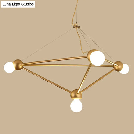 Gold Geometric Pendant Chandelier - Classic Metal Hanging Light For Bedroom