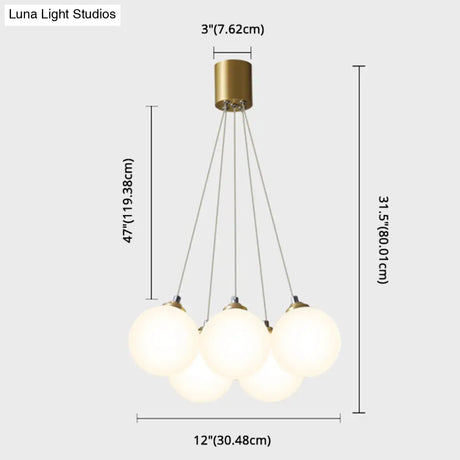 Gold Glass Bedroom Chandelier With Simplicity White Balloon Hanging Pendant Light