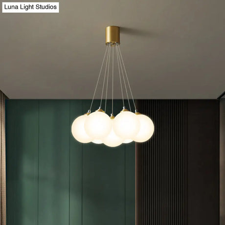 Gold Glass Bedroom Chandelier With Simplicity White Balloon Hanging Pendant Light