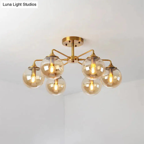 Gold Glass Ceiling Light For Modern Living Room