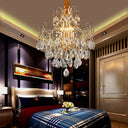 Gold Industrial Geometric Chandelier With Crystal Teardrop Shade - 5/6/8 Bulb Pendant Light 5 /