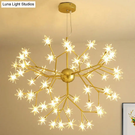 Gold Iron Starry Pendant Light Fixture - Modern 9/27/36-Light Chandelier For Dining Room