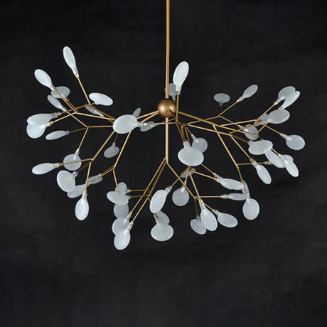Gold Leaf Pendant Ceiling Light: Designer Acrylic Living Room Chandelier 45 / Gold