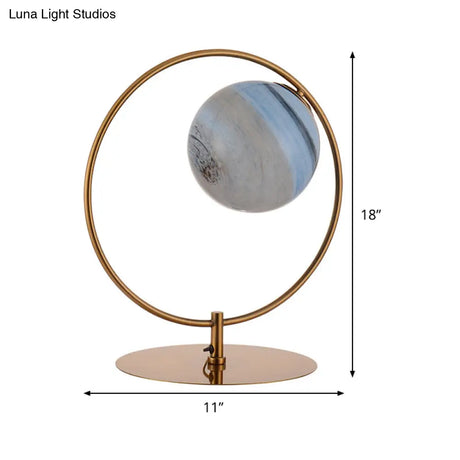 Gold Led Bedroom Table Lamp With Frosted Glass Shade