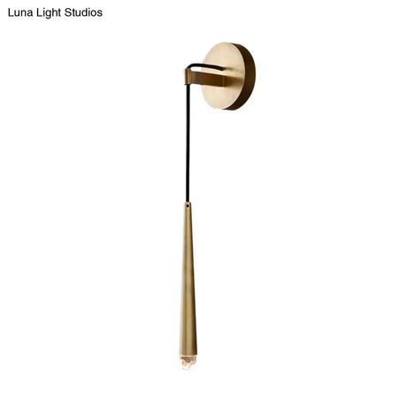 Gold Led Crystal Cone Wall Sconce In 3 Heights: 12 19.5 23.5