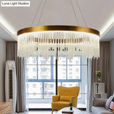 Gold Led Crystal Icicles Chandelier - 16’’/23.5’’/31.5’’ Dia Simple Ring Design Bedroom