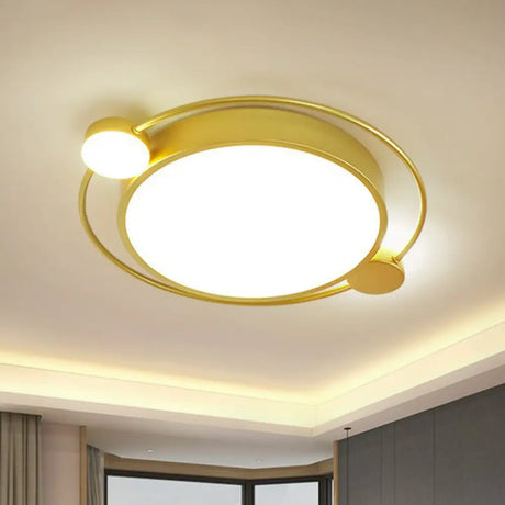 Gold Led Flush Mount Ceiling Light With Modern Round Shade / 18 Neutral (3500 - 4099 K)