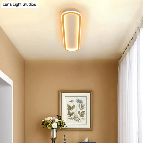 Gold Led Flushmount Light - Oblong Corridor Ceiling Mount Simple Metal Style