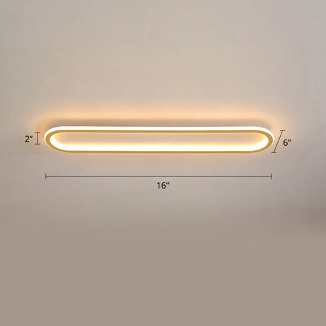 Gold Led Flushmount Light - Oblong Corridor Ceiling Mount Simple Metal Style / 16’ Third Gear