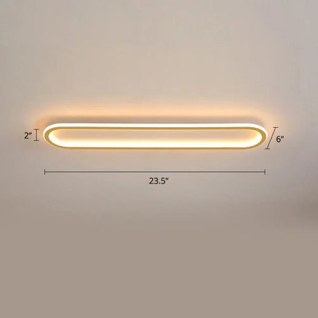 Gold Led Flushmount Light - Oblong Corridor Ceiling Mount Simple Metal Style / 23.5’ Warm