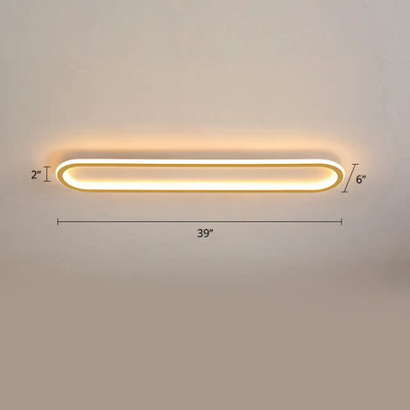 Gold Led Flushmount Light - Oblong Corridor Ceiling Mount Simple Metal Style / 39.5’ Warm