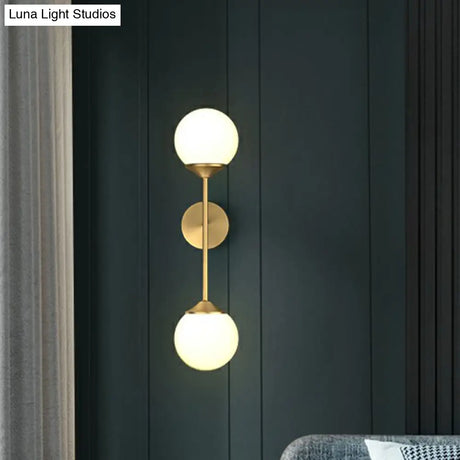 Gold Led Wall Lamp: Minimalist Cream Glass Sconce Light For Dining Room