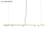 Gold Linear Island Pendant Light Nordic 5-Light Metal Fixture For Dining Room - 39/47 Wide