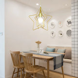 Gold Metal Cage Pendant Ceiling Light - Nordic Design 1 Bulb Dining Room Suspension / Star