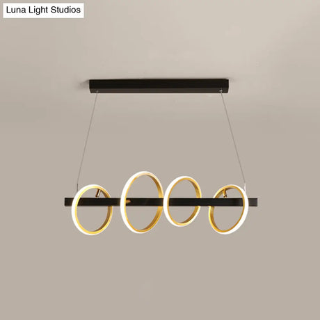 Gold Metal Ceiling Pendant With Simple Circles Design - 4/5 Heads Warm/White Light For Dining Room