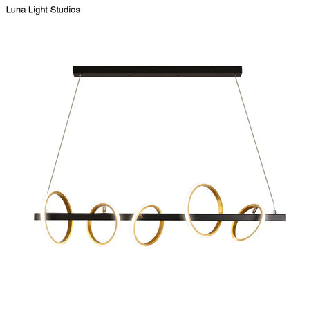 Gold Metal Ceiling Pendant With Simple Circles Design - 4/5 Heads Warm/White Light For Dining Room