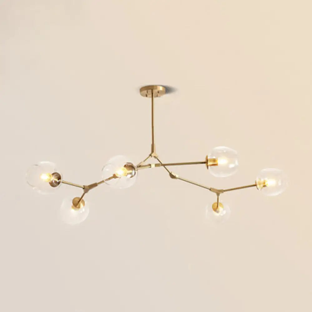 Gold Metal Chandelier With Clear Glass Shade - Post-Modern Suspension Light For Bedroom 6 /