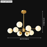 Gold Metal Hanging Chandelier With Opal Glass Shade For Bedroom