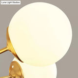 Gold Metal Hanging Chandelier With Opal Glass Shade For Bedroom