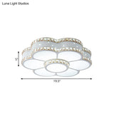 Gold Metal Led Sunflower Ceiling Lamp With Crystal Trim - 19.5’/23.5’ Wide