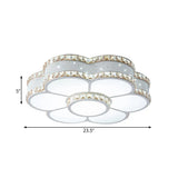 Gold Metal Led Sunflower Ceiling Lamp With Crystal Trim - 19.5/23.5 Wide