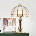 Gold Metal Nightstand Light With Frosted Glass Shade For Country Bedroom