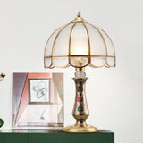 Gold Metal Nightstand Light With Frosted Glass Shade For Country Bedroom