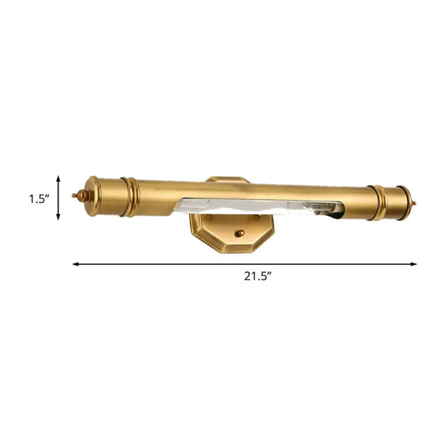 Gold Metal Vanity Lighting 18/21.5 L Elongated Country Bathroom Wall Mounted Light Fixture With 2