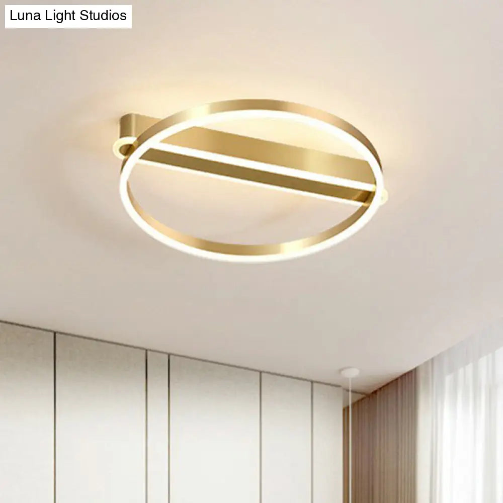 Gold Minimalist Metal Led Ceiling Light - Flush Mount For Bedroom