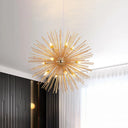 Gold Modern Sea Urchin Hanging Lamp - 12-Light Aluminum Chandelier For Restaurants