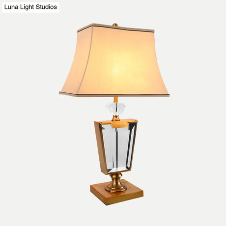 Gold Modernist Desk Lamp With Bell Fabric Shade - Perfect For Dining Room Or Small Tables