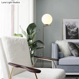 Gold Opal Glass Living Room Floor Lamp - Contemporary Stand With 1-Light