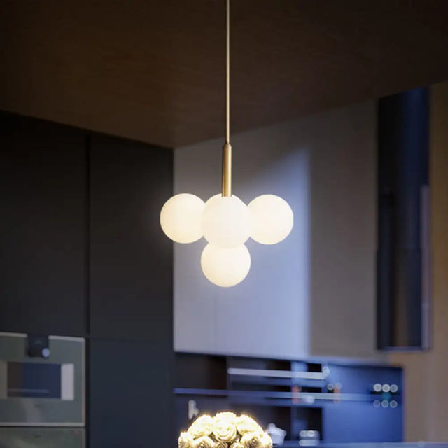 Gold Pendulum Milk Glass Chandelier - Simplicity 5-Light Pendant For Restaurants 5 /