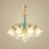 Gold Petal Ceiling Pendant Light With Frosted Glass - Elegant Crystal Chandelier For Living Room 8 /