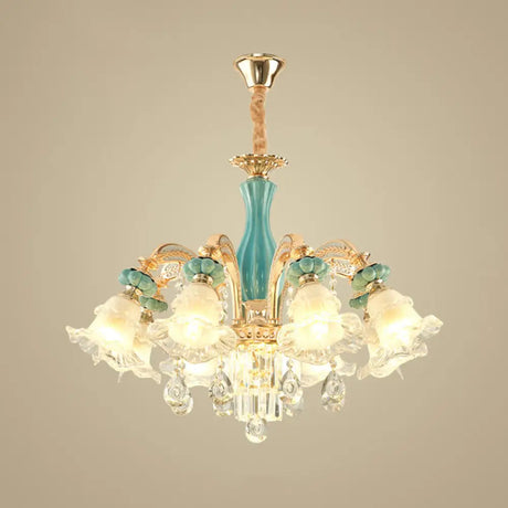 Gold Petal Ceiling Pendant Light With Frosted Glass - Elegant Crystal Chandelier For Living Room 8 /
