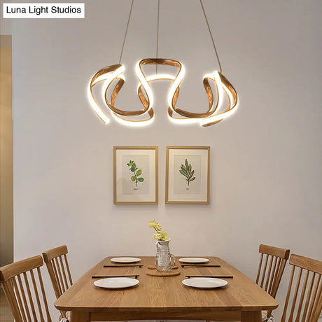 Gold-Plated Led Pendant Lamp: Elegant Acrylic Chandelier Light For Dining Room