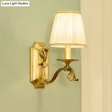 Gold Pleated Cone Wall Sconce With Traditional Style For Living Room