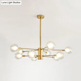 Gold Radial Design Chandelier: Modernist Glass Globe Light Fixture 10/12/16 Lights