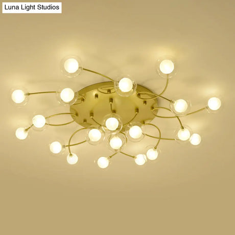 Gold Romantic Metallic Ceiling Light For Living Room Villa - Multi - Head Semi Flush Mount